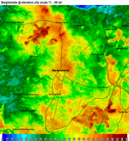 Zoom OUT 2x Bargteheide, Germany elevation map