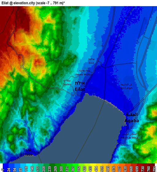 Zoom OUT 2x Eilat, Israel elevation map