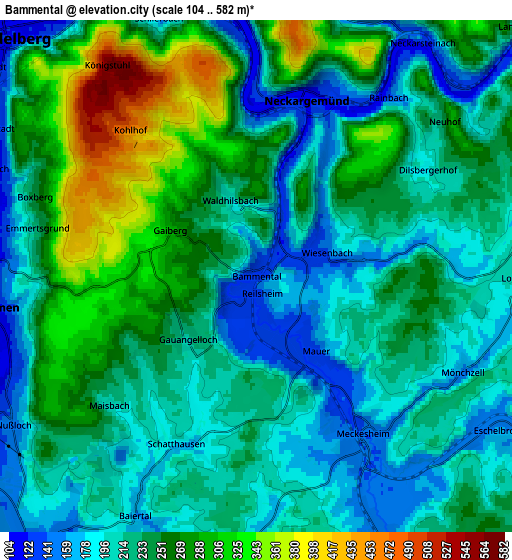 Zoom OUT 2x Bammental, Germany elevation map