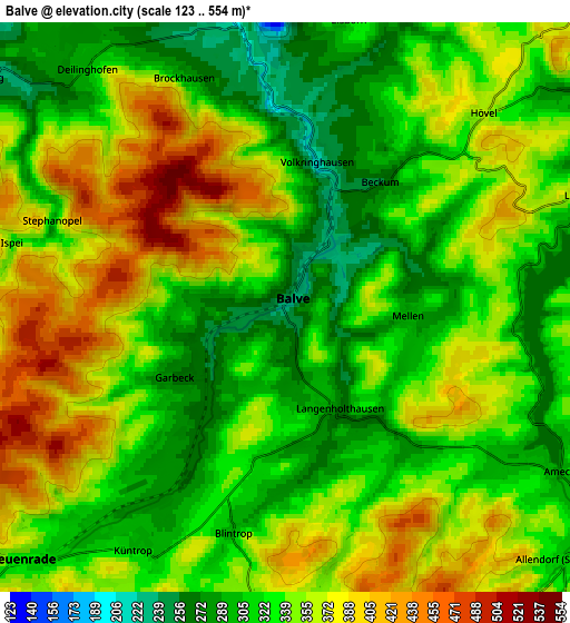 Zoom OUT 2x Balve, Germany elevation map