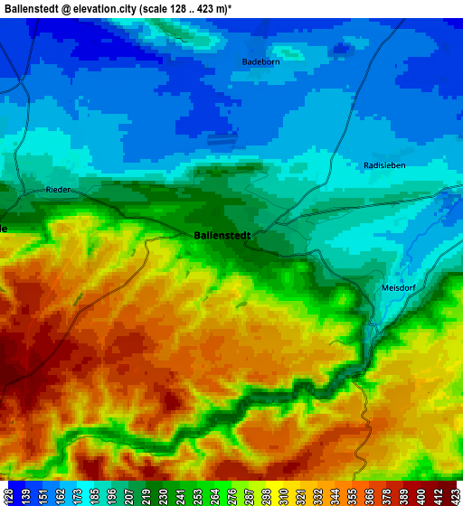 Zoom OUT 2x Ballenstedt, Germany elevation map