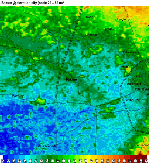 Zoom OUT 2x Bakum, Germany elevation map