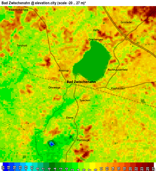 Zoom OUT 2x Bad Zwischenahn, Germany elevation map