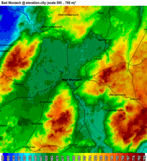 Zoom OUT 2x Bad Wurzach, Germany elevation map