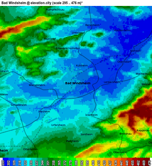 Zoom OUT 2x Bad Windsheim, Germany elevation map