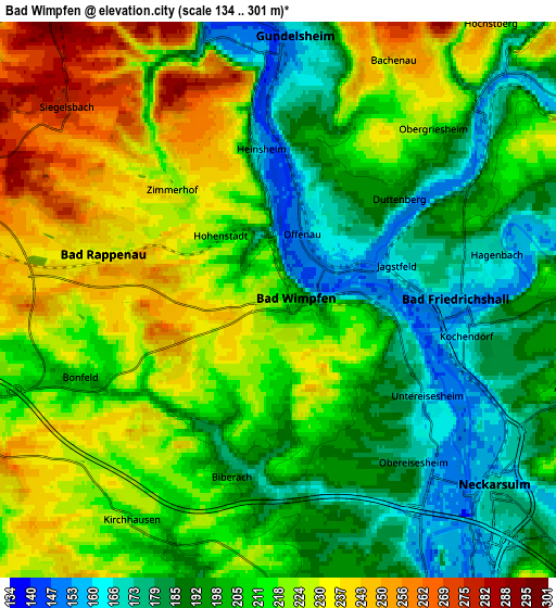 Zoom OUT 2x Bad Wimpfen, Germany elevation map
