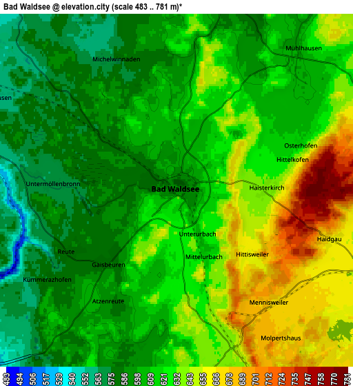 Zoom OUT 2x Bad Waldsee, Germany elevation map