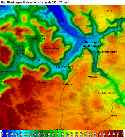 Zoom OUT 2x Bad Überkingen, Germany elevation map