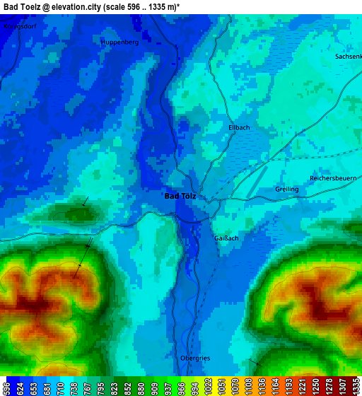 Zoom OUT 2x Bad Tölz, Germany elevation map