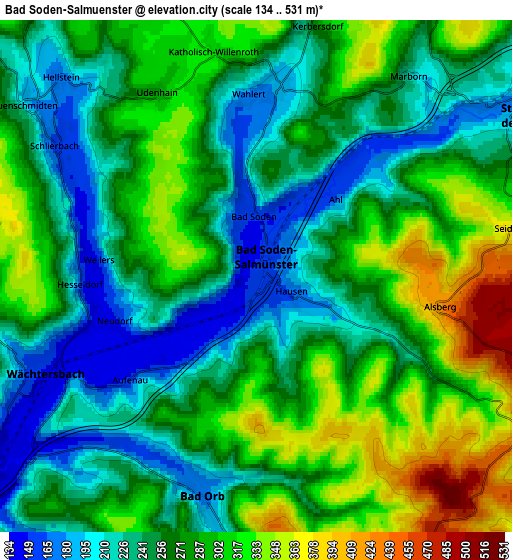 Zoom OUT 2x Bad Soden-Salmünster, Germany elevation map