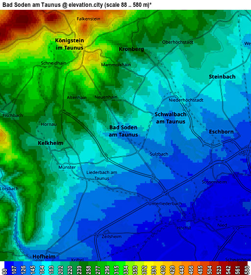 Zoom OUT 2x Bad Soden am Taunus, Germany elevation map