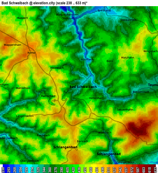 Zoom OUT 2x Bad Schwalbach, Germany elevation map