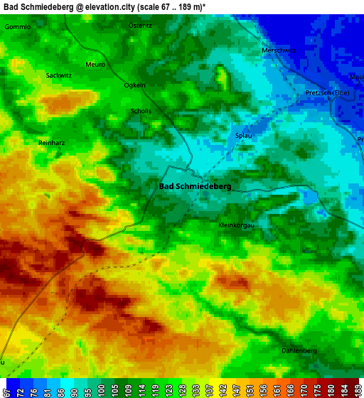 Zoom OUT 2x Bad Schmiedeberg, Germany elevation map