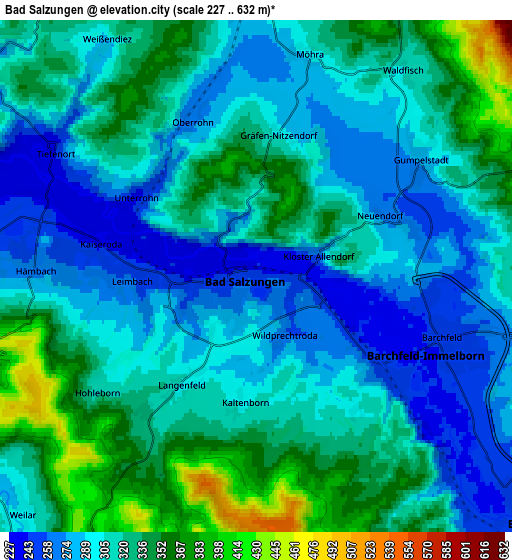 Zoom OUT 2x Bad Salzungen, Germany elevation map