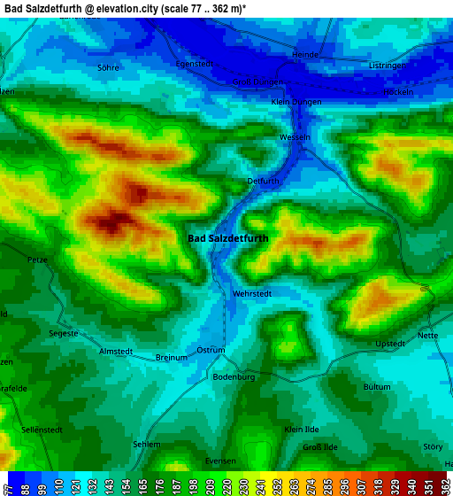 Zoom OUT 2x Bad Salzdetfurth, Germany elevation map
