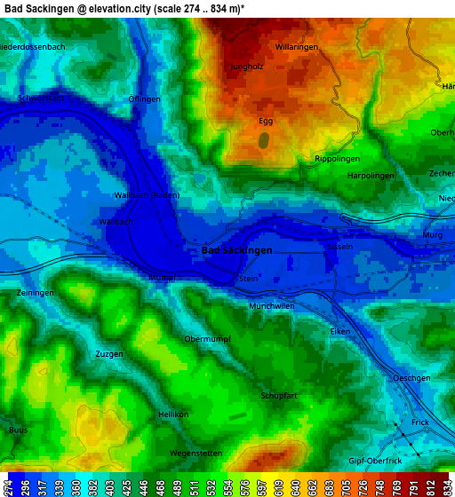 Zoom OUT 2x Bad Säckingen, Germany elevation map