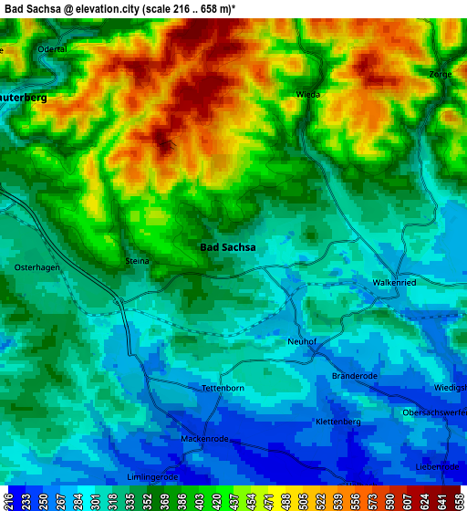 Zoom OUT 2x Bad Sachsa, Germany elevation map