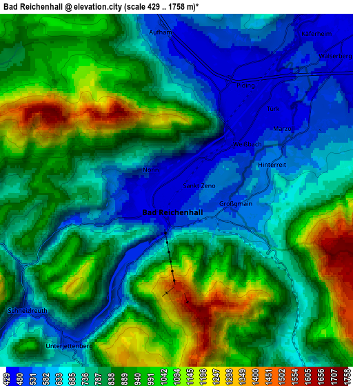 Zoom OUT 2x Bad Reichenhall, Germany elevation map