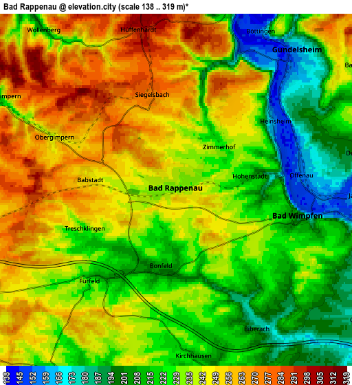 Zoom OUT 2x Bad Rappenau, Germany elevation map