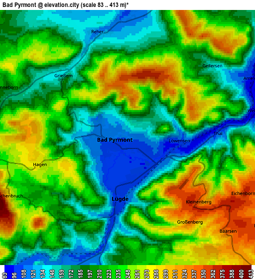 Zoom OUT 2x Bad Pyrmont, Germany elevation map