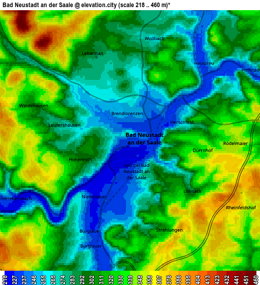 Zoom OUT 2x Bad Neustadt an der Saale, Germany elevation map