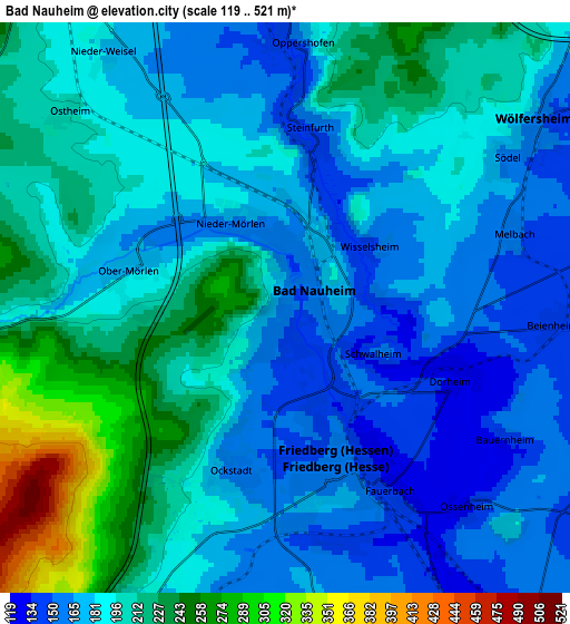 Zoom OUT 2x Bad Nauheim, Germany elevation map