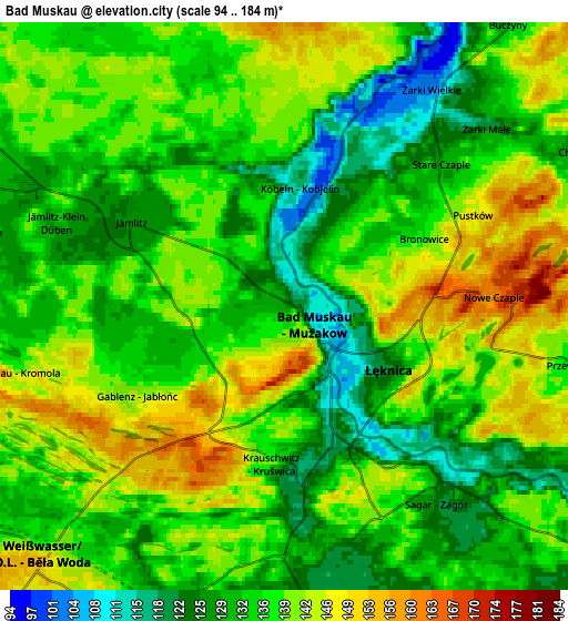 Zoom OUT 2x Bad Muskau, Germany elevation map