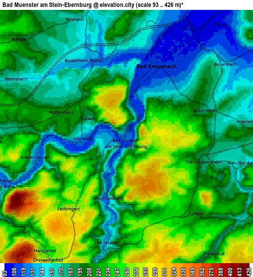 Zoom OUT 2x Bad Münster am Stein-Ebernburg, Germany elevation map