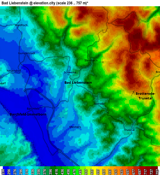 Zoom OUT 2x Bad Liebenstein, Germany elevation map