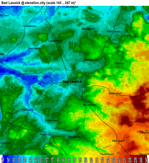 Zoom OUT 2x Bad Lausick, Germany elevation map