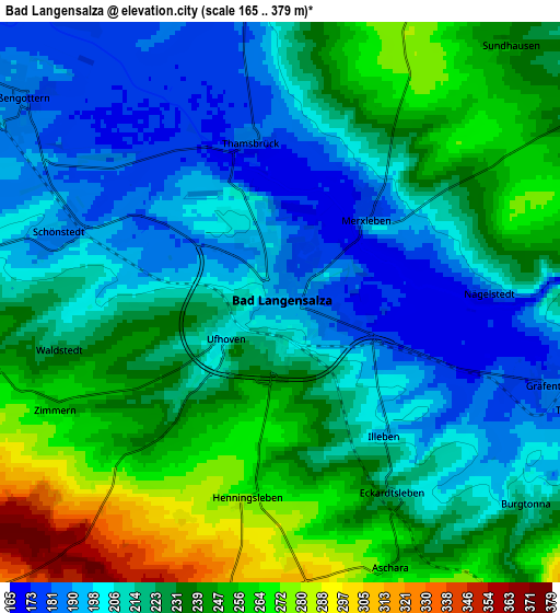 Zoom OUT 2x Bad Langensalza, Germany elevation map