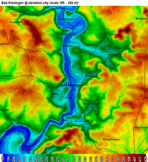 Zoom OUT 2x Bad Kissingen, Germany elevation map