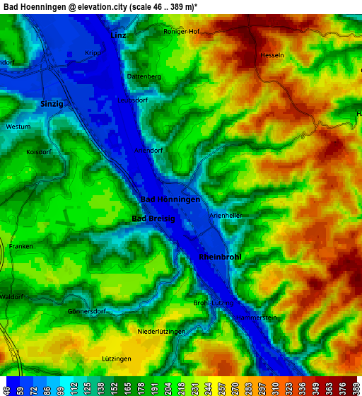 Zoom OUT 2x Bad Hönningen, Germany elevation map