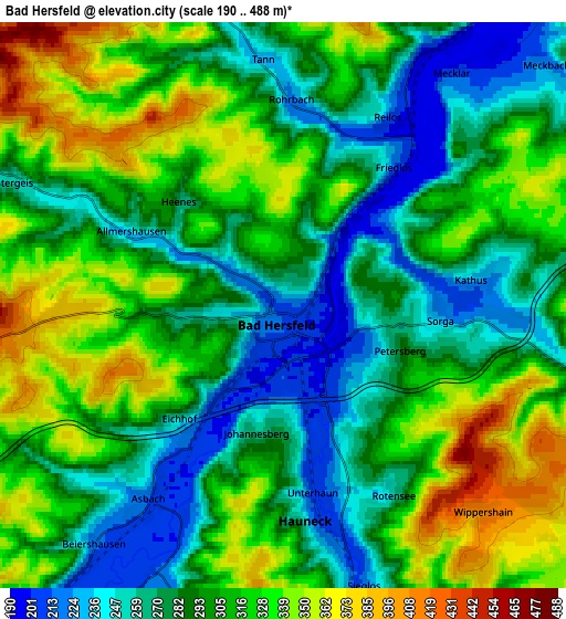 Zoom OUT 2x Bad Hersfeld, Germany elevation map