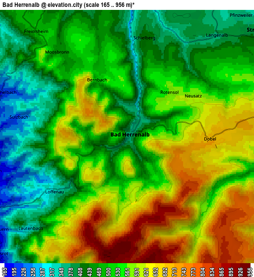 Zoom OUT 2x Bad Herrenalb, Germany elevation map