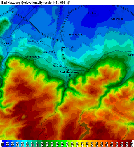 Zoom OUT 2x Bad Harzburg, Germany elevation map