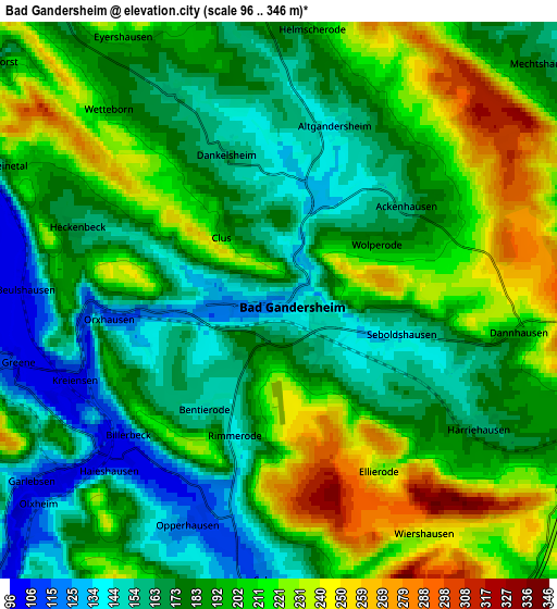 Zoom OUT 2x Bad Gandersheim, Germany elevation map