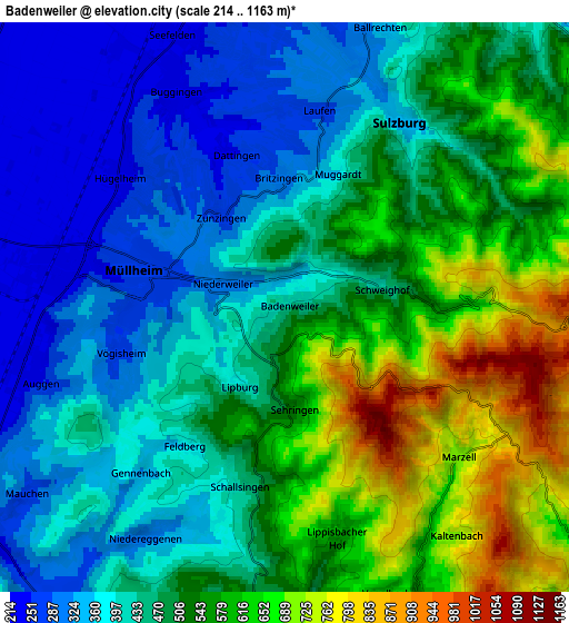 Zoom OUT 2x Badenweiler, Germany elevation map