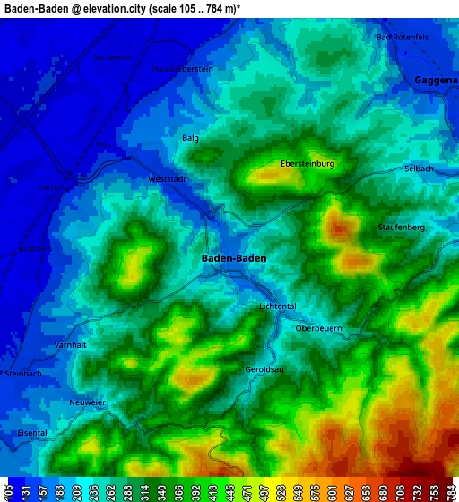 Zoom OUT 2x Baden-Baden, Germany elevation map