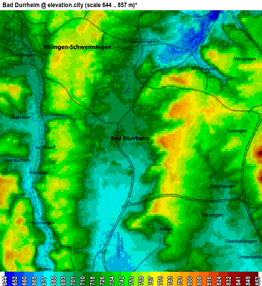 Zoom OUT 2x Bad Dürrheim, Germany elevation map