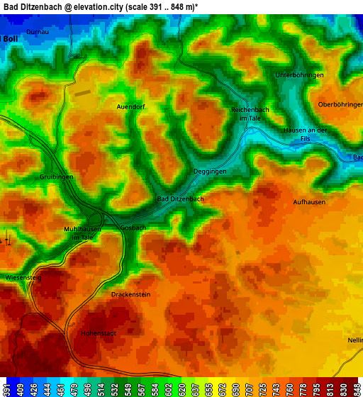 Zoom OUT 2x Bad Ditzenbach, Germany elevation map