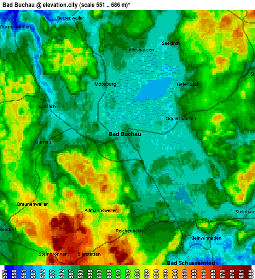 Zoom OUT 2x Bad Buchau, Germany elevation map