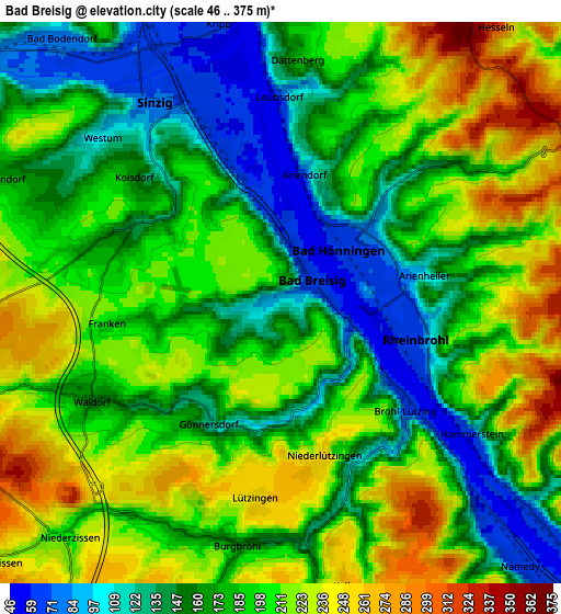 Zoom OUT 2x Bad Breisig, Germany elevation map