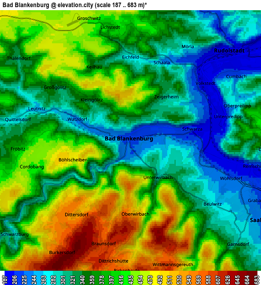 Zoom OUT 2x Bad Blankenburg, Germany elevation map