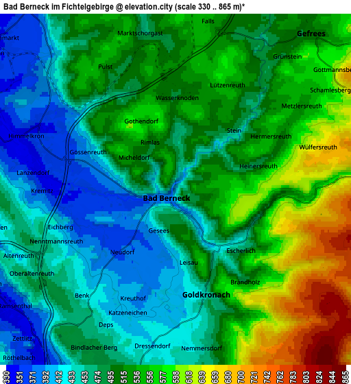 Zoom OUT 2x Bad Berneck im Fichtelgebirge, Germany elevation map