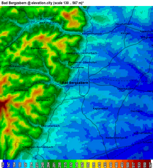 Zoom OUT 2x Bad Bergzabern, Germany elevation map