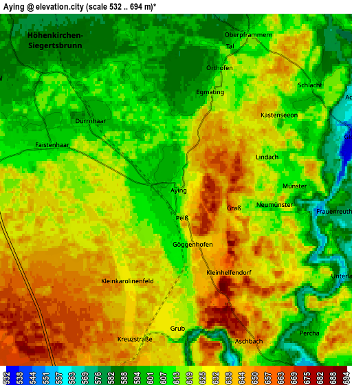 Zoom OUT 2x Aying, Germany elevation map