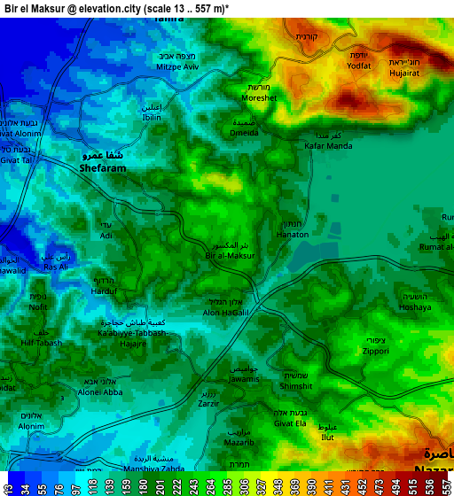 Zoom OUT 2x Bīr el Maksūr, Israel elevation map