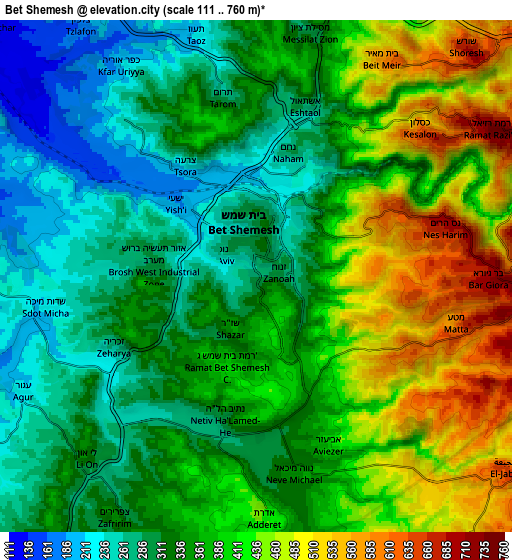 Zoom OUT 2x Bet Shemesh, Israel elevation map