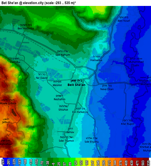 Zoom OUT 2x Bet She’an, Israel elevation map